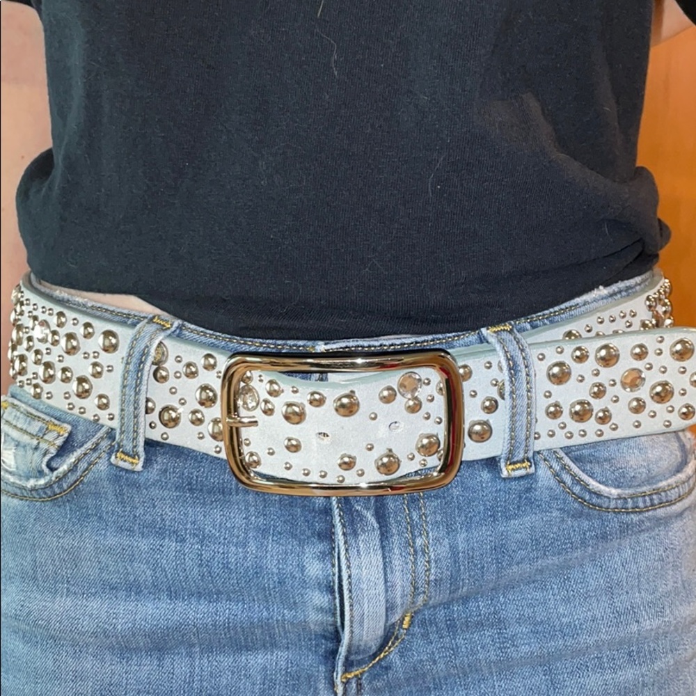 Baby Blue Belt with Rhinestones and Studs